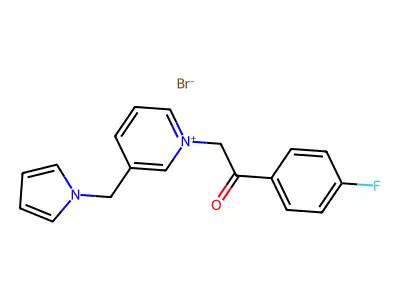 1-[2-(4-fluorophenyl)-2-oxoethyl]-3-(1H-pyrrol-1-ylmethyl)pyridinium bromide structure