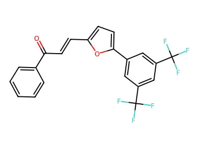 3-[5-[3,5-Bis(trifluoromethyl)phenyl]furan-2-yl]-1-phenylprop-2-en-1-one structure