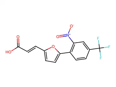 3-[5-[2-Nitro-4-(trifluoromethyl)phenyl]furan-2-yl]prop-2-enoic acid structure