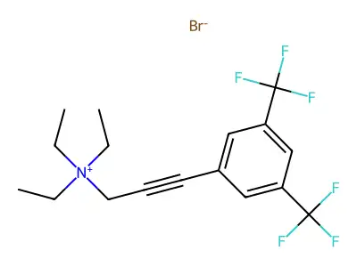 {3-[3,5-Di(trifluoromethyl)phenyl]prop-2-ynyl}(triethyl)ammonium bromide structure