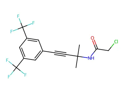 N-{3-[3,5-bis(trifluoromethyl)phenyl]-1,1-dimethylprop-2-ynyl}-2-chloroacetamide structure