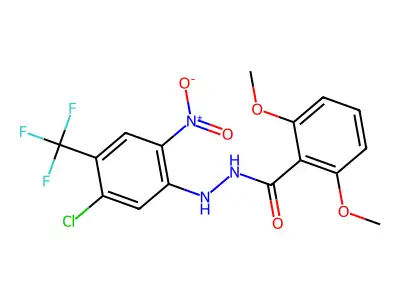 N'1-[5-chloro-2-nitro-4-(trifluoromethyl)phenyl]-2,6-dimethoxybenzene-1-carbohydrazide structure