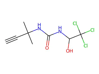 N-(2-Methylbut-3-yn-2-yl)-N'-(2,2,2-trichloro-1-hydroxyethyl)urea structure