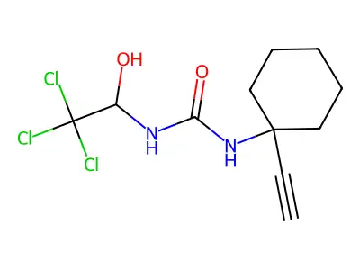 N-(1-Ethynylcyclohexyl)-N'-(2,2,2-trichloro-1-hydroxyethyl)urea structure