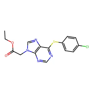 Ethyl 2-[6-(4-chlorophenyl)sulfanylpurin-9-yl]acetate structure