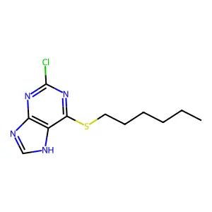 2-chloro-6-hexylsulfanyl-7H-purine structure