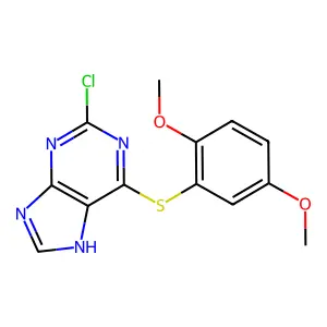2-chloro-6-(2,5-dimethoxyphenyl)sulfanyl-7H-purine structure