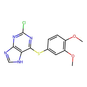 2-chloro-6-(3,4-dimethoxyphenyl)sulfanyl-7H-purine structure