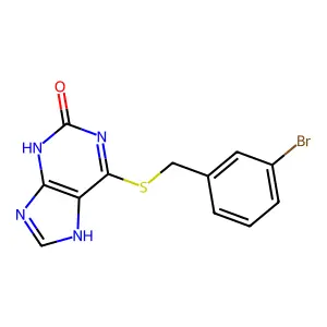 6-[(3-bromophenyl)methylsulfanyl]-9H-purin-2-ol structure