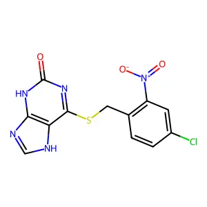6-[(4-chloro-2-nitro-phenyl)methylsulfanyl]-9H-purin-2-ol structure