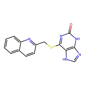 6-(2-quinolylmethylsulfanyl)-9H-purin-2-ol structure