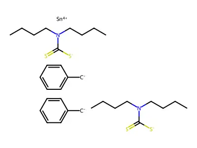 Stannane, bis((dibutyldithiocarbamoyl)-oxy)dibenzyl- structure