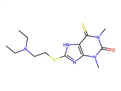 8-[2-(diethylamino)ethylsulfanyl]-1,3-dimethyl-6-sulfanylide structure