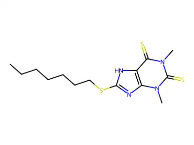 2,6-Dithio-8-heptylthiotheophylline structure