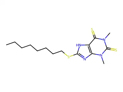 1,3-dimethyl-8-octylsulfanyl-7H-purine-2,6-dithione structure