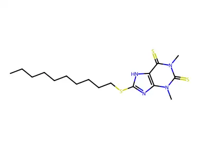 8-decylsulfanyl-1,3-dimethyl-7H-purine-2,6-dithione structure