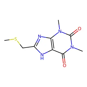 1,3-dimethyl-8-(methylsulfanylmethyl)-7H-purine-2,6-dione structure