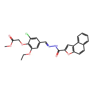 methyl 2-[4-[(benzo[e][1]benzofuran-2-carbonylhydrazinylidene)methyl]-2-chloro-6-ethoxyphenoxy]acetate structure