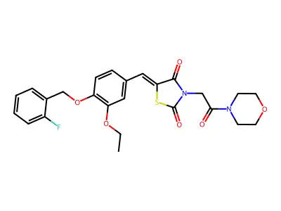 5-({3-Ethoxy-4-[(2-fluorophenyl)methoxy]phenyl}methylidene)-3-[2-(morpholin-4-yl)-2-oxoethyl]-1,3-thiazolidine-2,4-dione structure