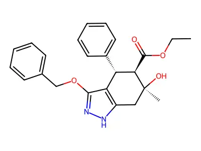 3-Benzyloxy-5-carbethoxy-6-hydroxy-6-methyl-4-phenyl-4,5,6,7-tetrahydroindazole structure