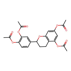 2H-1-Benzopyran-5,7-diol, 2-(3,4-bis(acetyloxy)phenyl)-3,4-dihydro-, diacetate structure