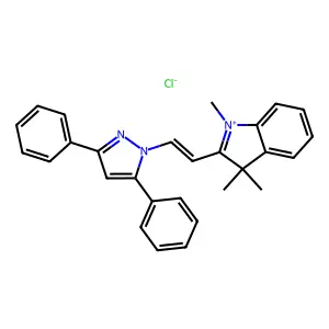 2-[2-(3,5-Diphenylpyrazol-1-yl)ethenyl]-1,3,3-trimethylindol-1-ium chloride structure