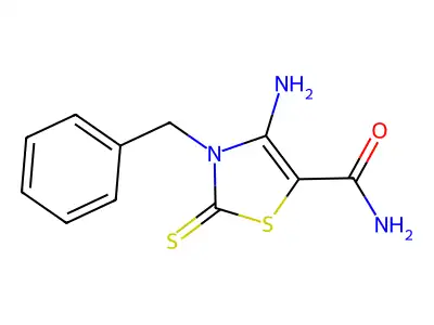 4-Amino-2,3-dihydro-3-(phenylmethyl)-2-thioxo-5-thiazolecarboxamide structure