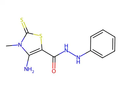 5-Thiazolecarboxylic acid, 2,3-dihydro-4-amino-3-methyl-2-thioxo-, 2-phenylhydrazide structure