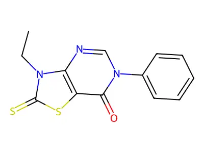 Thiazolo(4,5-d)pyrimidin-7(6H)-one, 2,3-dihydro-3-ethyl-6-phenyl-2-thioxo- structure