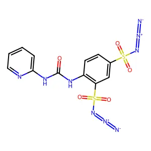 4-{[(Pyridin-2-yl)carbamoyl]amino}benzene-1,3-disulfonyl diazide structure