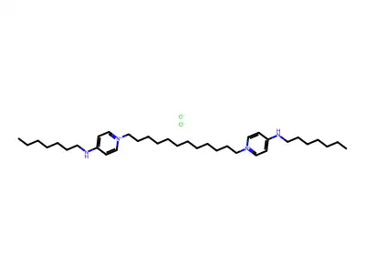 Pyridinium, 1,1'-(1,12-dodecanediyl)bis(4-(heptylamino)-, dichloride structure