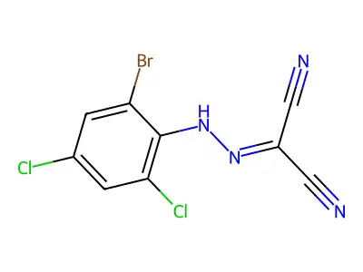 Propanedinitrile, ((2-bromo-4,6-dichlorophenyl)hydrazono)- structure
