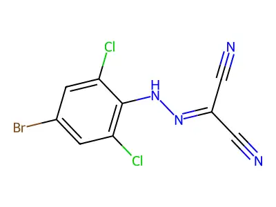 Propanedinitrile, ((4-bromo-2,6-dichlorophenyl)hydrazono)- structure