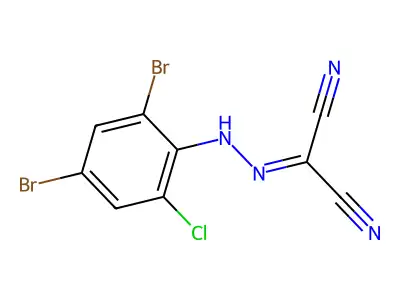 Propanedinitrile, ((2-chloro-4,6-dibromophenyl)hydrazono)- structure