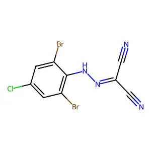 Propanedinitrile, ((4-chloro-2,6-dibromophenyl)hydrazono)- structure