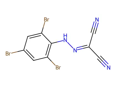 Propanedinitrile, ((2,4,6-tribromophenyl)hydrazono)- structure