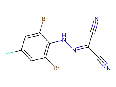 Propanedinitrile, ((2,6-dibromo-4-fluorophenyl)hydrazono)- structure