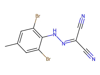 Propanedinitrile, ((2,6-dibromo-4-methylphenyl)hydrazono)- structure