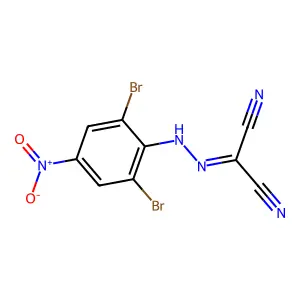 Propanedinitrile, ((2,6-dibromo-4-nitrophenyl)hydrazono)- structure