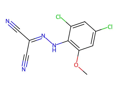 Propanedinitrile, ((2,4-dichloro-6-methoxyphenyl)hydrazono)- structure