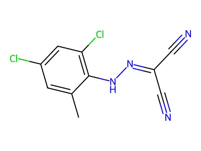 Propanedinitrile, ((2,4-dichloro-6-methylphenyl)hydrazono)- structure