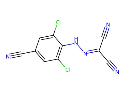 Propanedinitrile, ((4-cyano-2,6-dichlorophenyl)hydrazono)- structure