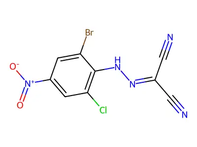 Propanedinitrile, ((2-bromo-6-chloro-4-nitrophenyl)hydrazono)- structure