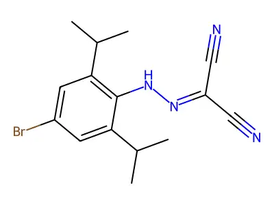 Propanedinitrile, ((2,6-bis(1-methylethyl)-4-bromophenyl)hydrazono)- structure