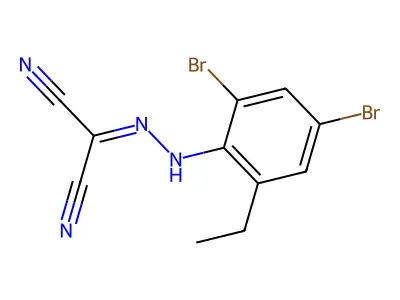 Propanedinitrile, ((2,4-dibromo-6-ethylphenyl)hydrazono)- structure