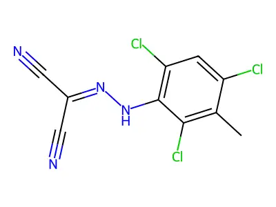 Propanedinitrile, ((2,4,6-trichloro-3-methylphenyl)hydrazono)- structure
