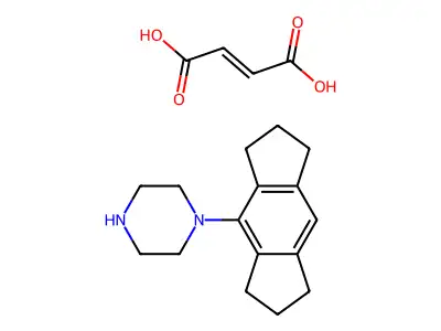 But-2-enedioic acid;1-(1,2,3,5,6,7-hexahydro-s-indacen-4-yl)piperazine structure