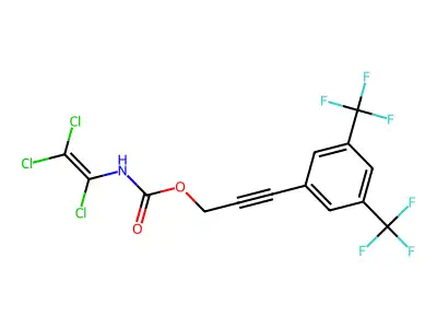 3-[3,5-di(trifluoromethyl)phenyl]prop-2-ynyl N-(1,2,2-trichlorovinyl)carbamate structure
