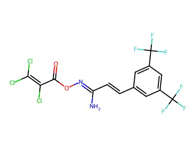 3-(3,5-Bis(trifluoromethyl)phenyl)-N-((2,3,3-trichloroacryloyl)oxy)acrylimidamide structure