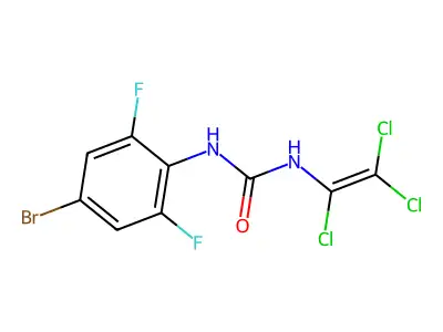 N-(4-bromo-2,6-difluorophenyl)-N'-(1,2,2-trichlorovinyl)urea structure